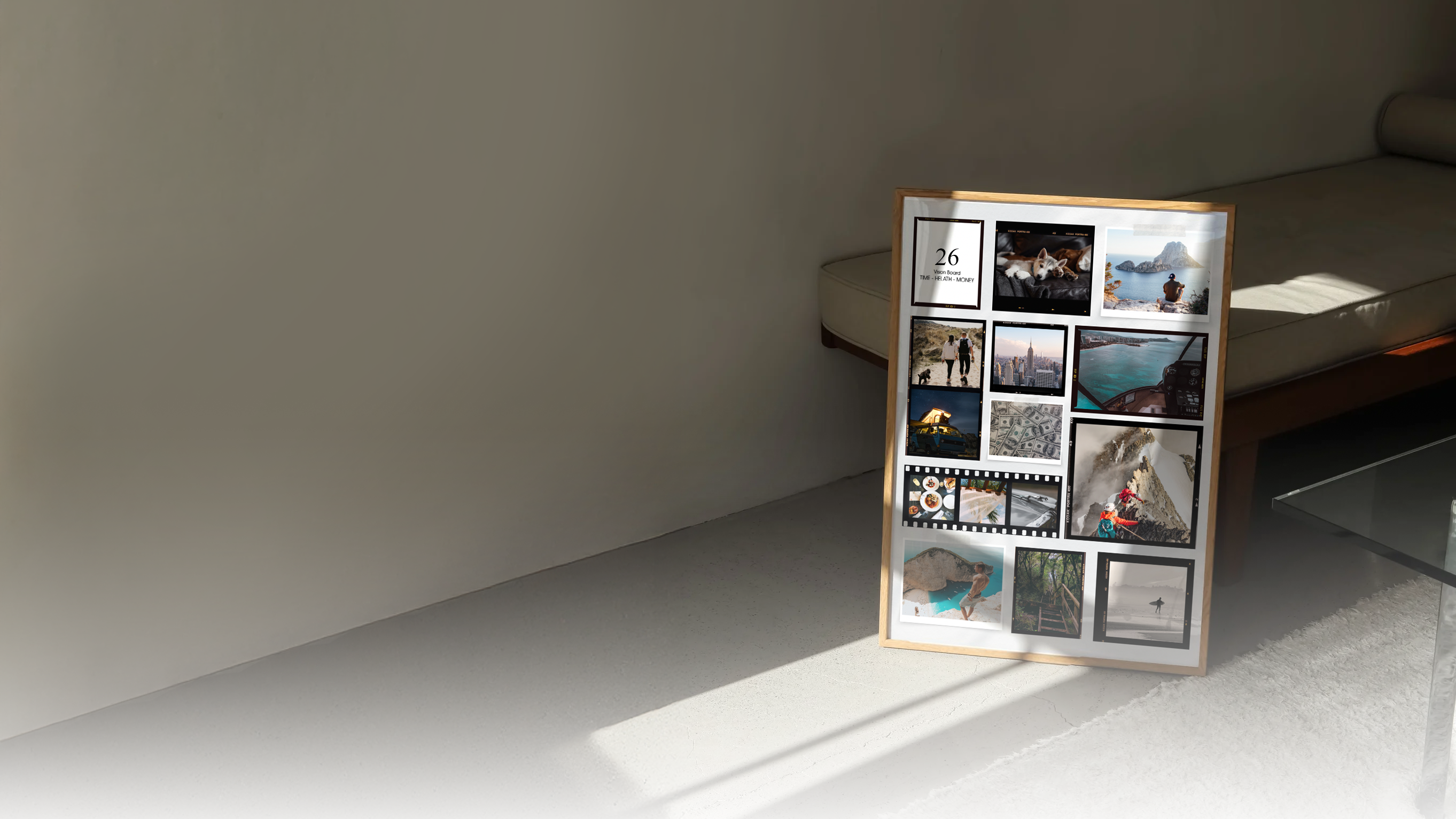 Custom printed vision board posters designed for goal setting, motivation, and daily focus